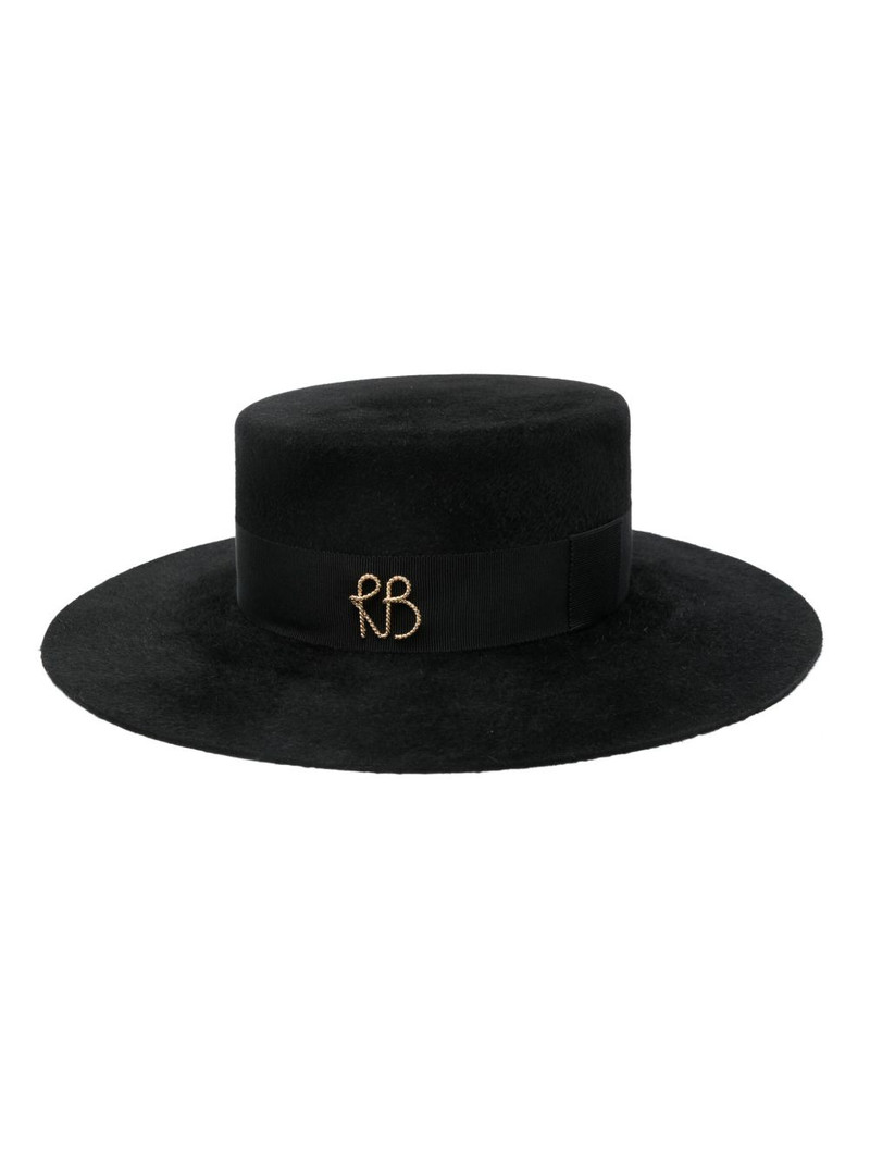 monogram-embellished canotier hat 1