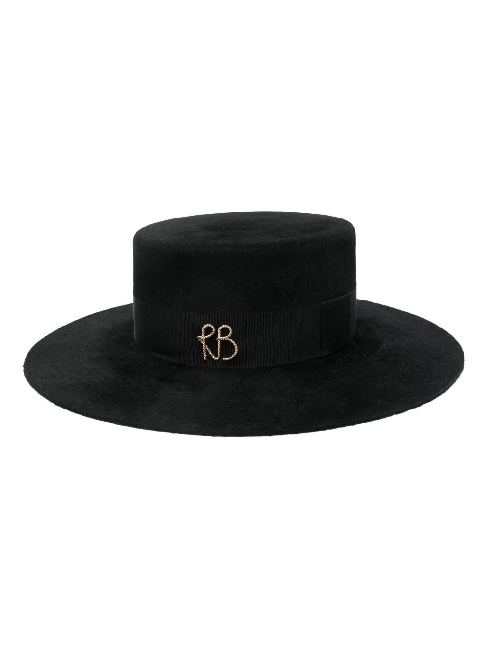 monogram-embellished canotier hat - 1