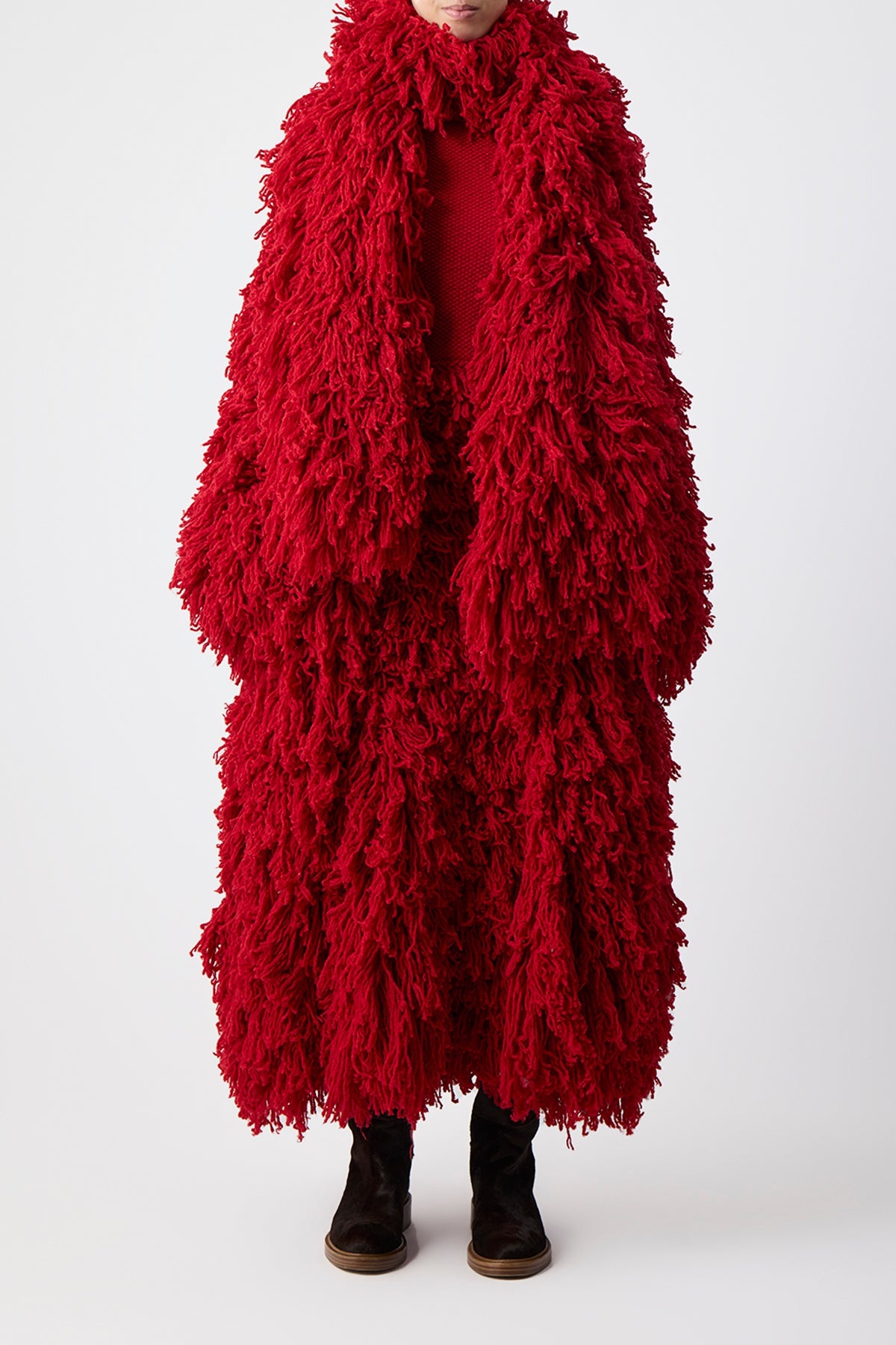 Hargreaves Knit Scarf in Scarlet Red Virgin Wool Cashmere Silk - 4