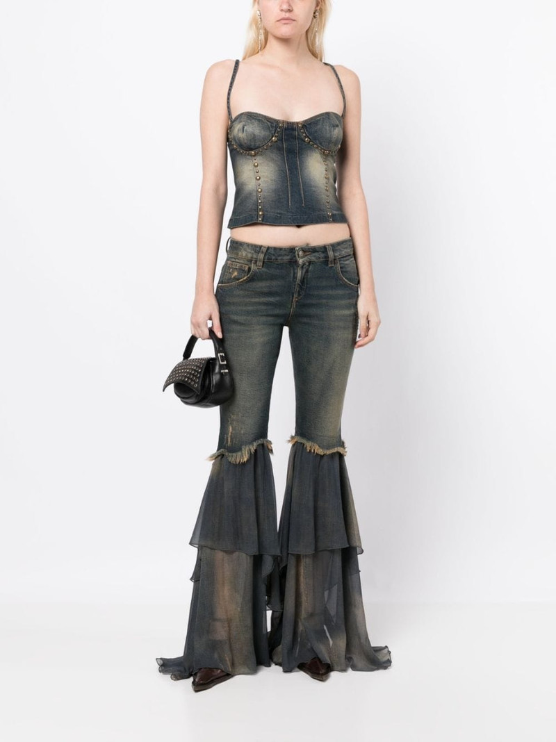 Blumarine chiffon-ruffled detailing flared jeans outlook