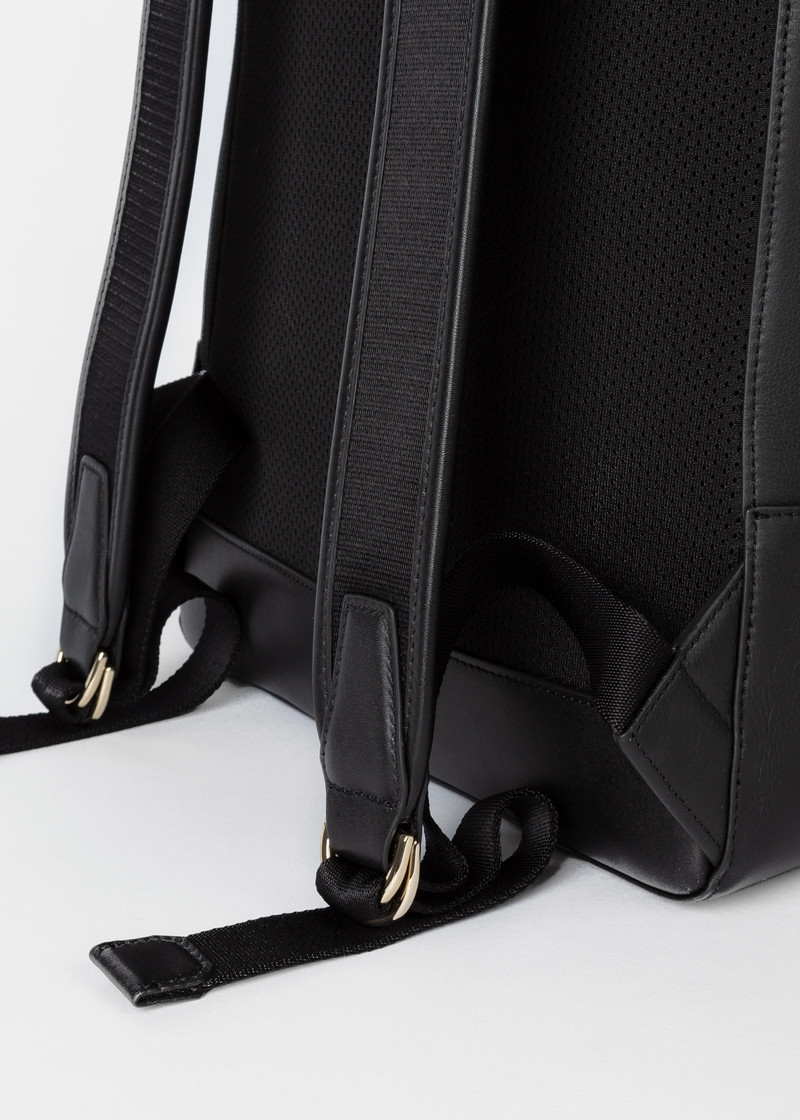 Black Leather 'Signature Stripe' Backpack 5