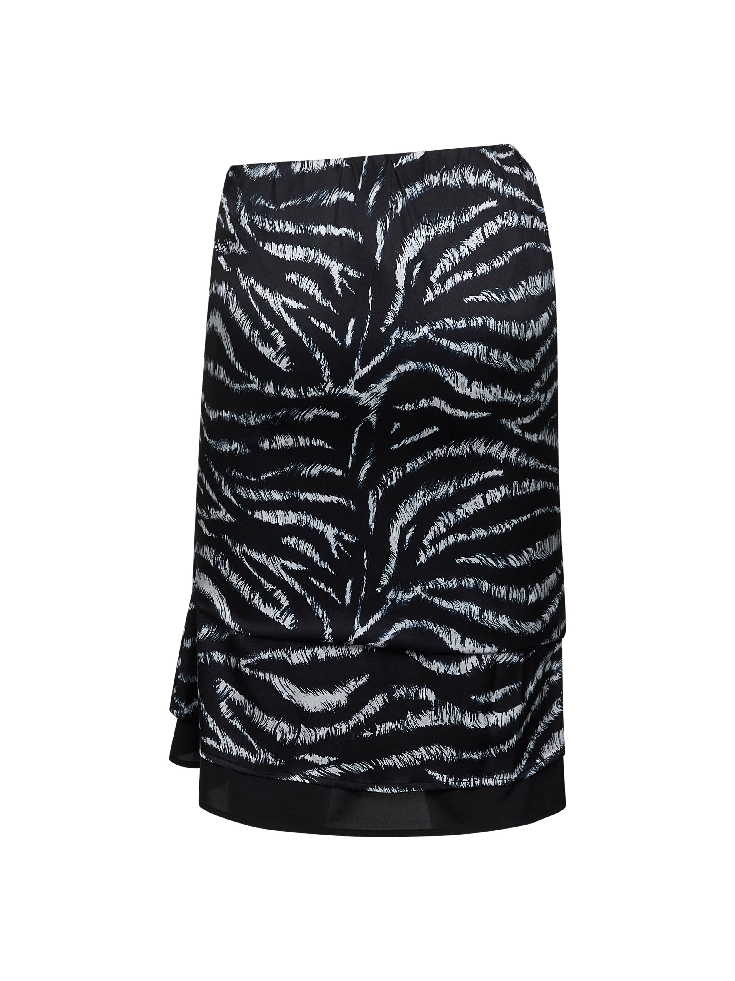 Zebra print stretch silk blend satin midi skirt - 2