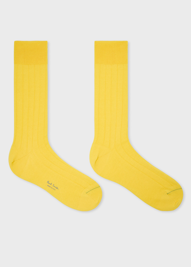 Paul Smith Yellow Ribbed Cotton-Blend Socks outlook