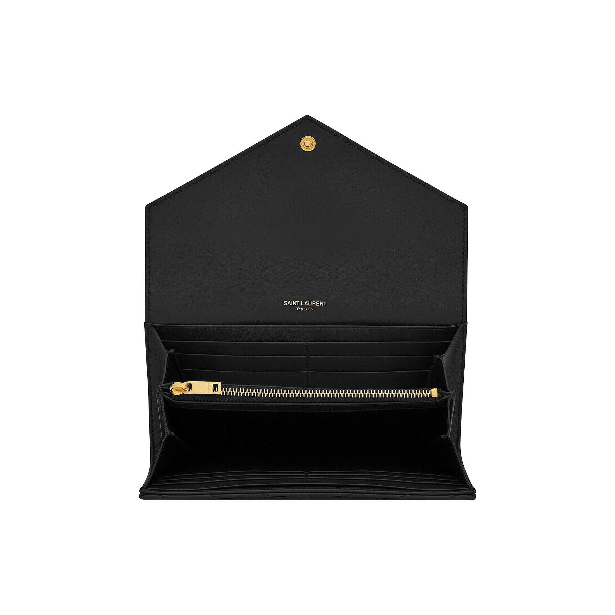 Saint Laurent Cassandre Matelassé Large Flap Wallet 'Noir' - 3