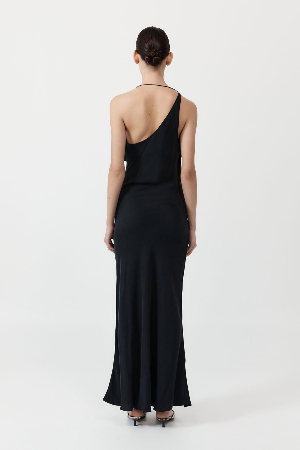 Asymm Drape Maxi Dress - Washed Black - 6
