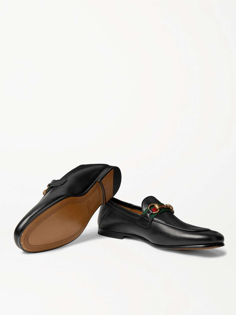 Brixton Webbing-Trimmed Horsebit Collapsible-Heel Leather Loafers 7