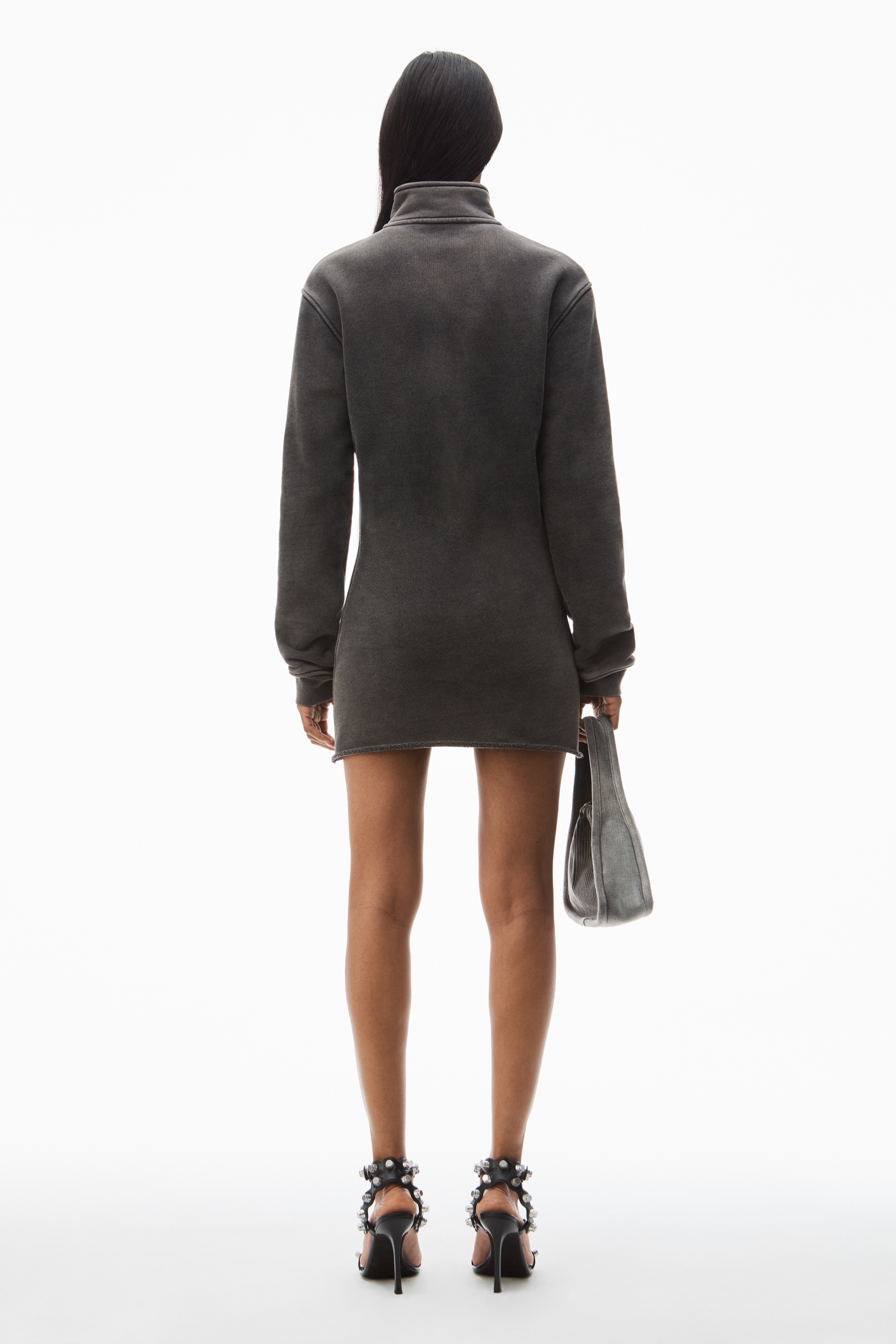 quarter zip minidress in cotton terry - 4