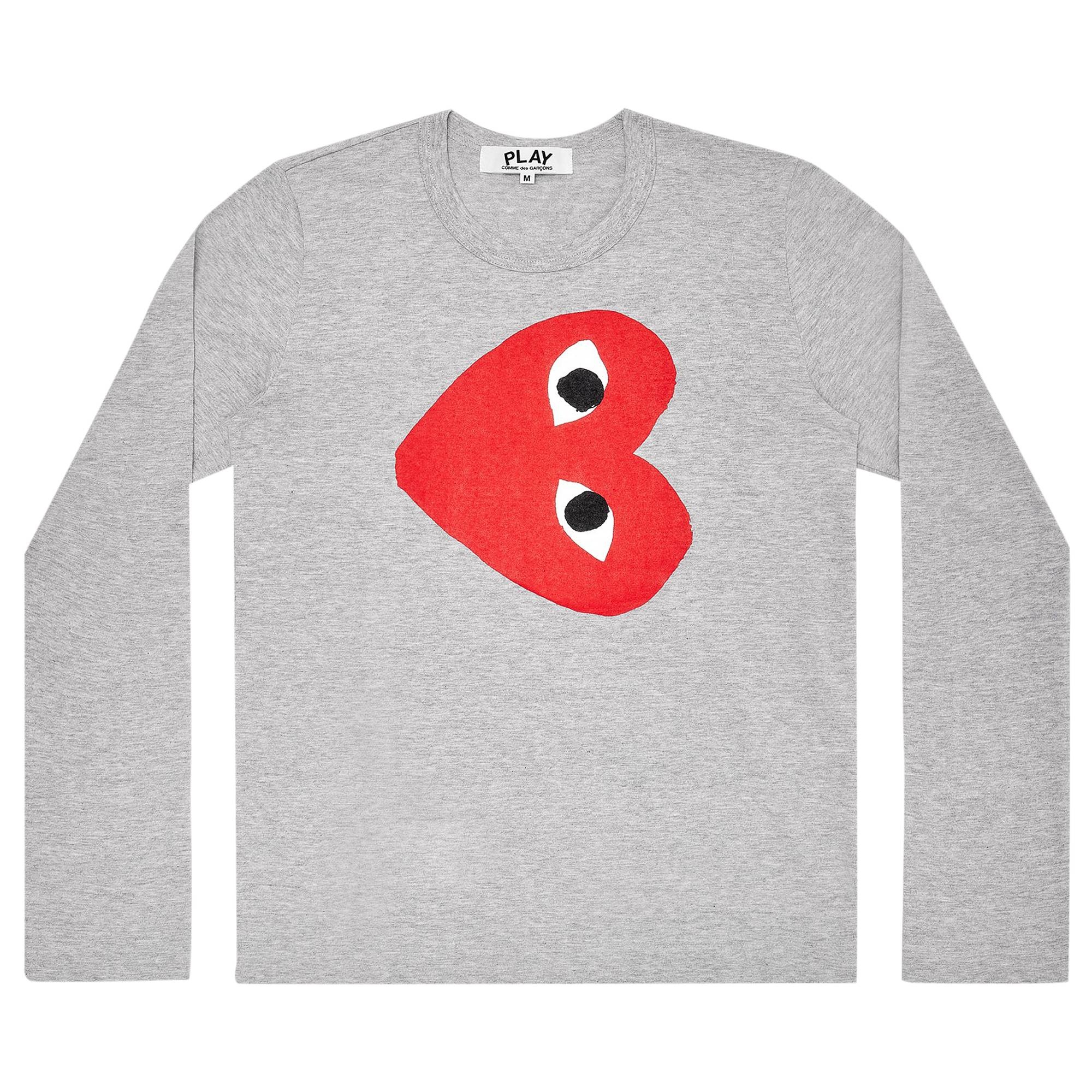 Comme des Garçons PLAY Sideways Logo Long-Sleeve Tee 'Grey' - 1