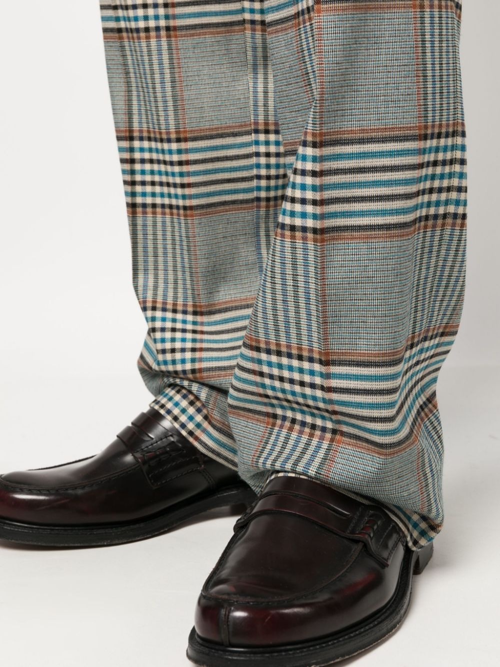 plaid-check pattern straight-leg trousers - 5