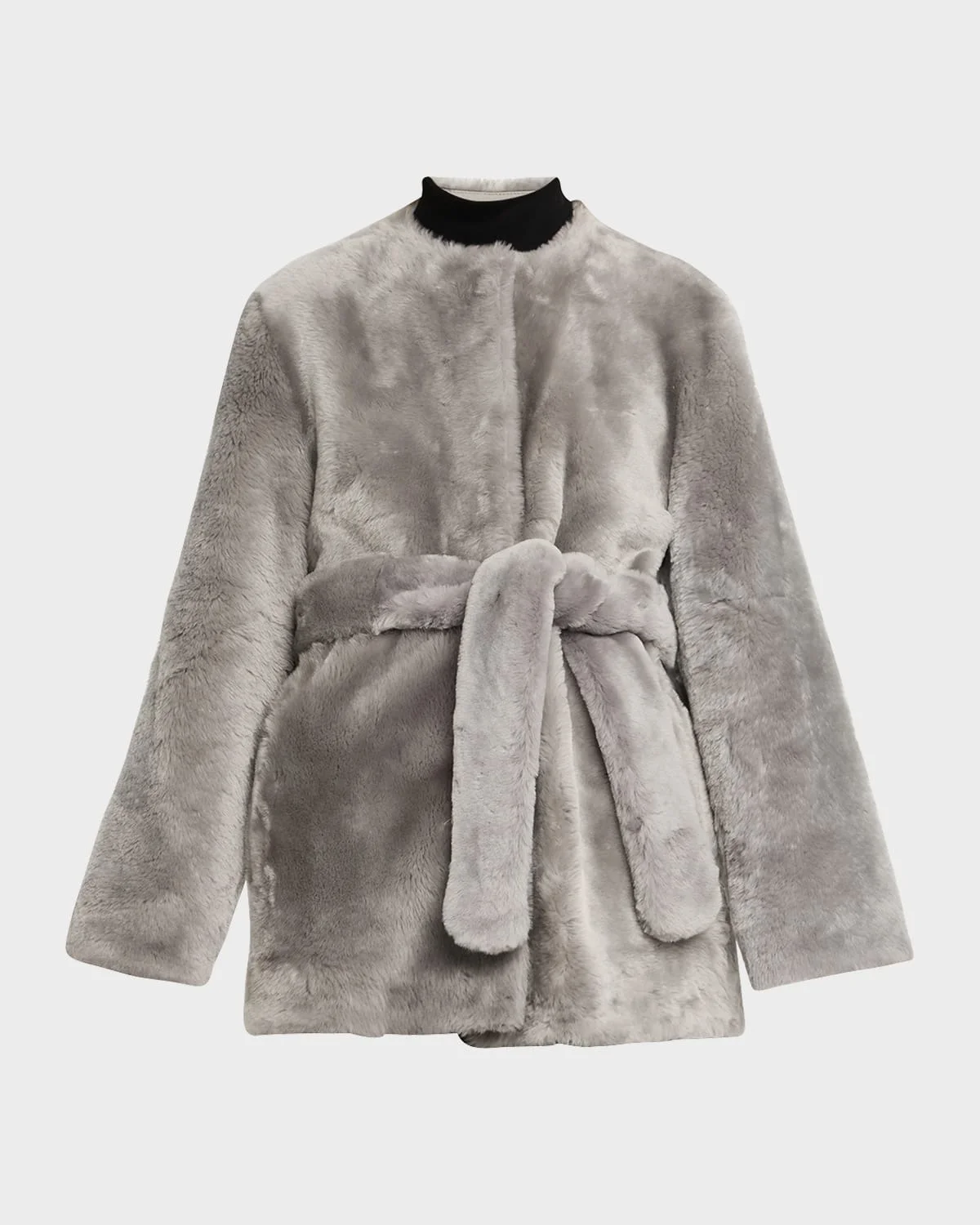 Plush Shearling Belted Coat - 1