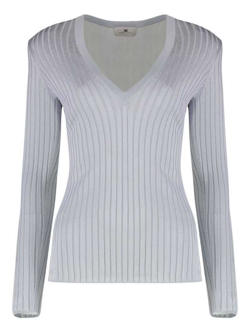 ribbed padded-shoulders top 1