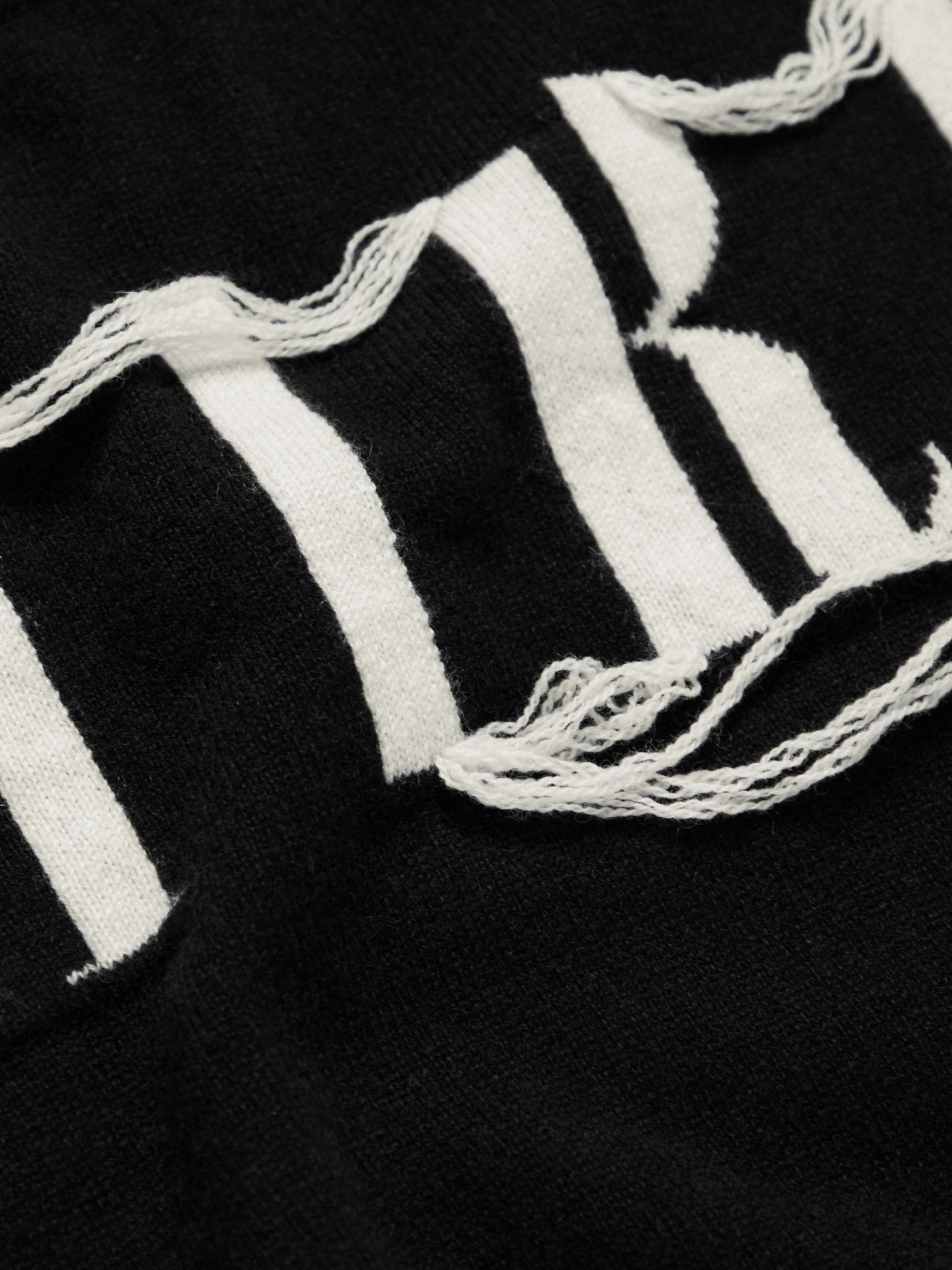 Distressed Logo-Intarsia Cashmere Sweater - 3