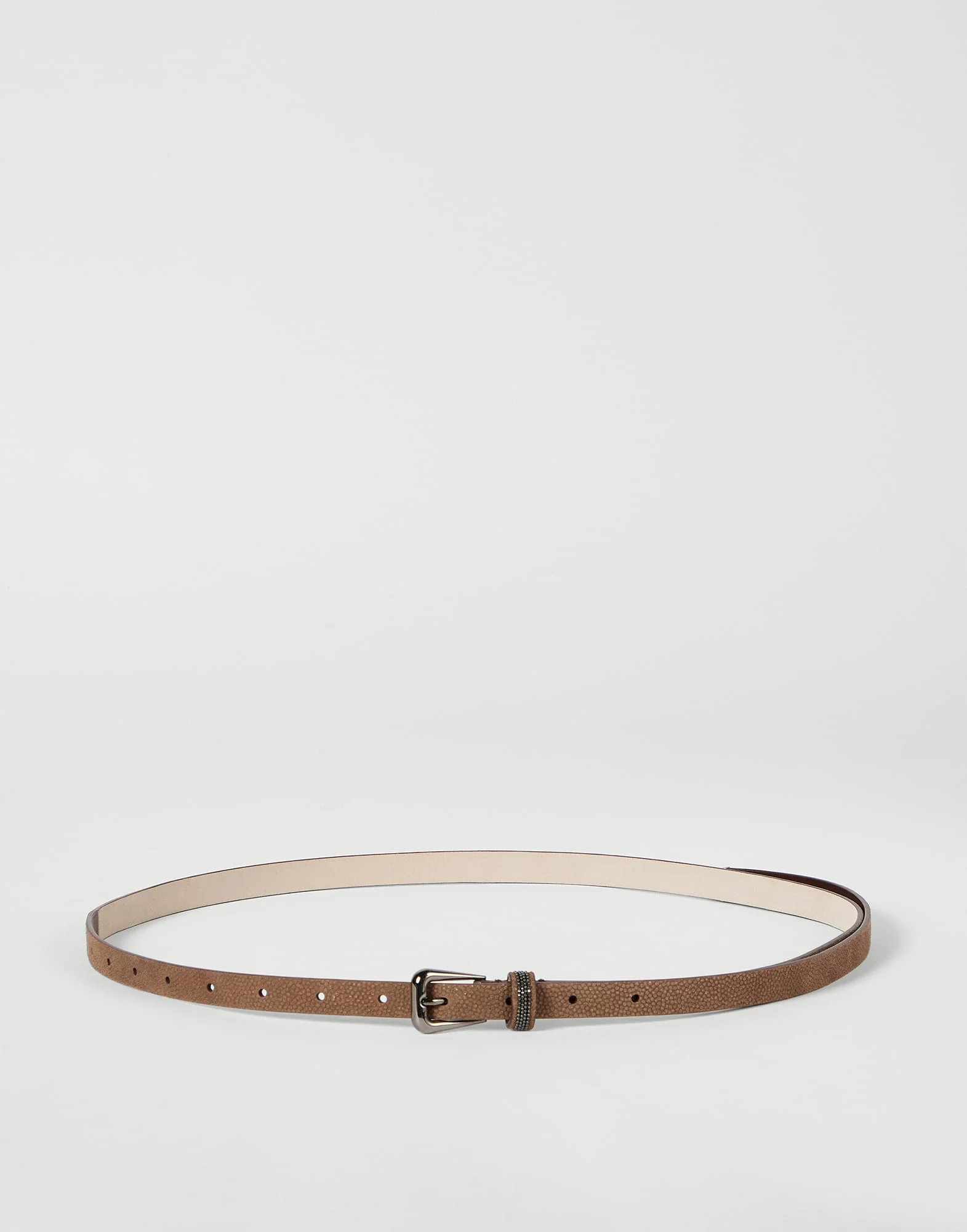 Sparkling textured leather belt with shiny loop - 1