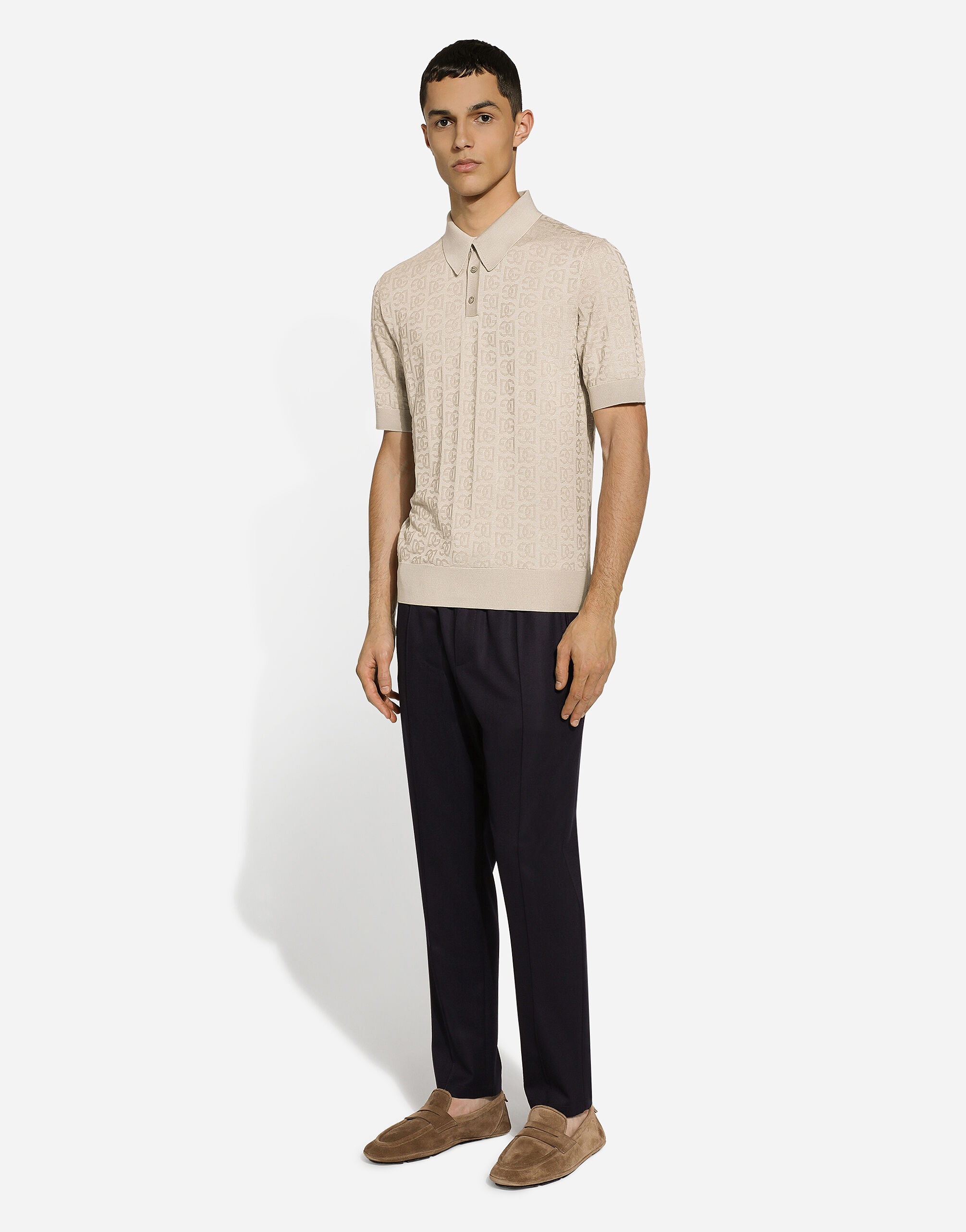 Silk jacquard polo-shirt with DG logo - 5