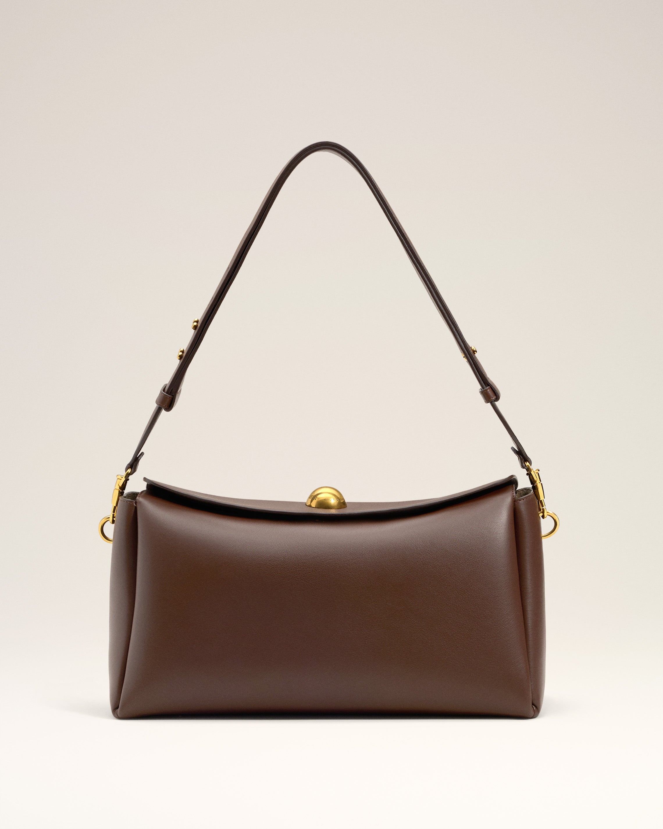 BROWN SMOOTH LEATHER CARROUSEL MEDIUM BAG - 1