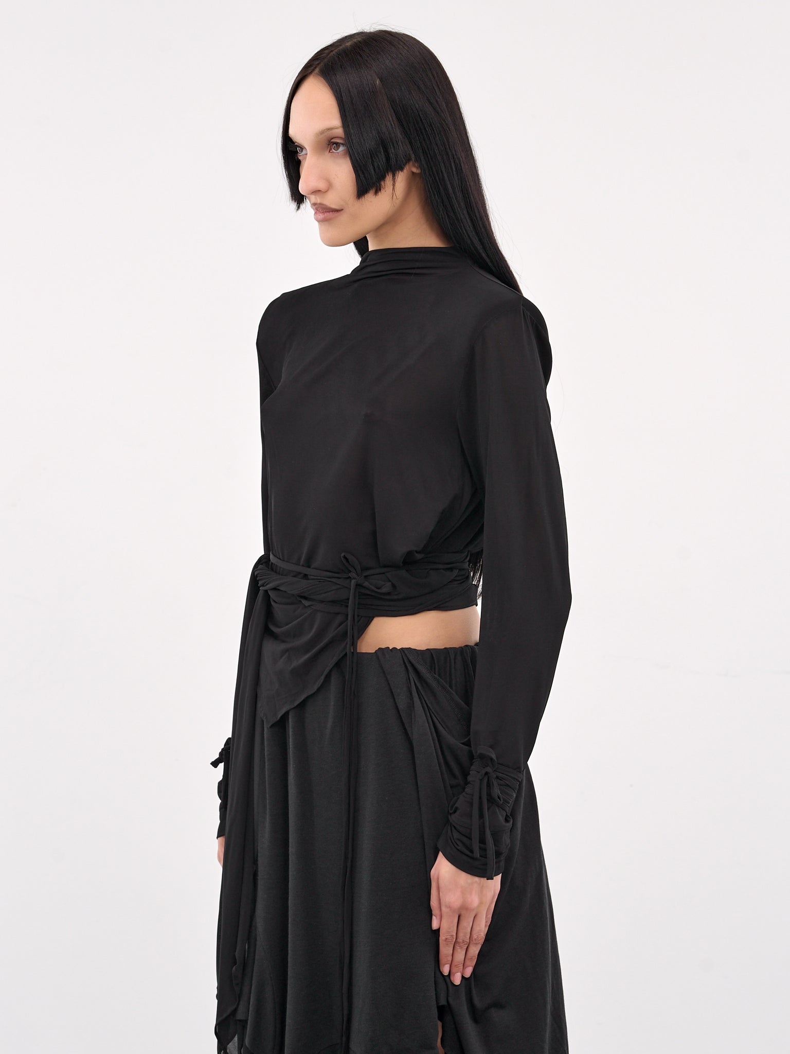 Draped Structured Shoulder Blouse - 2