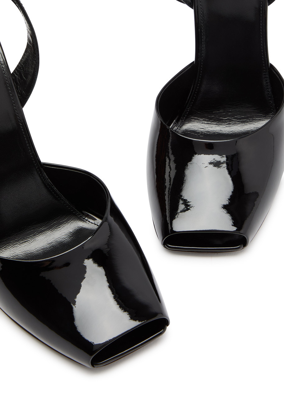 Saint Laurent Le Scandale 110 Patent Leather Wedge Sandals - 3