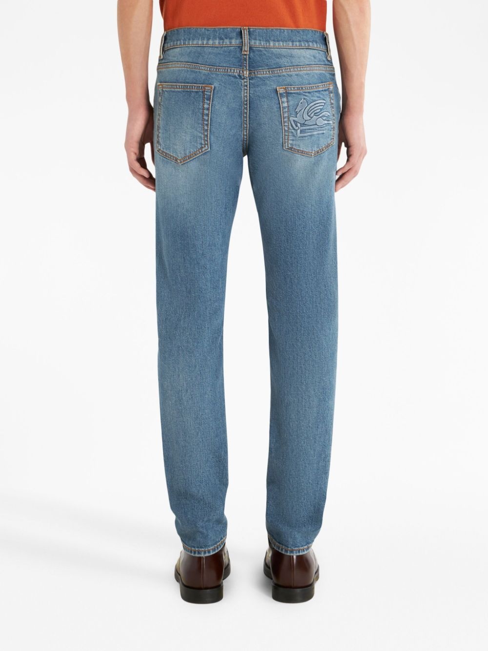 logo-embroidered straight-leg jeans - 4