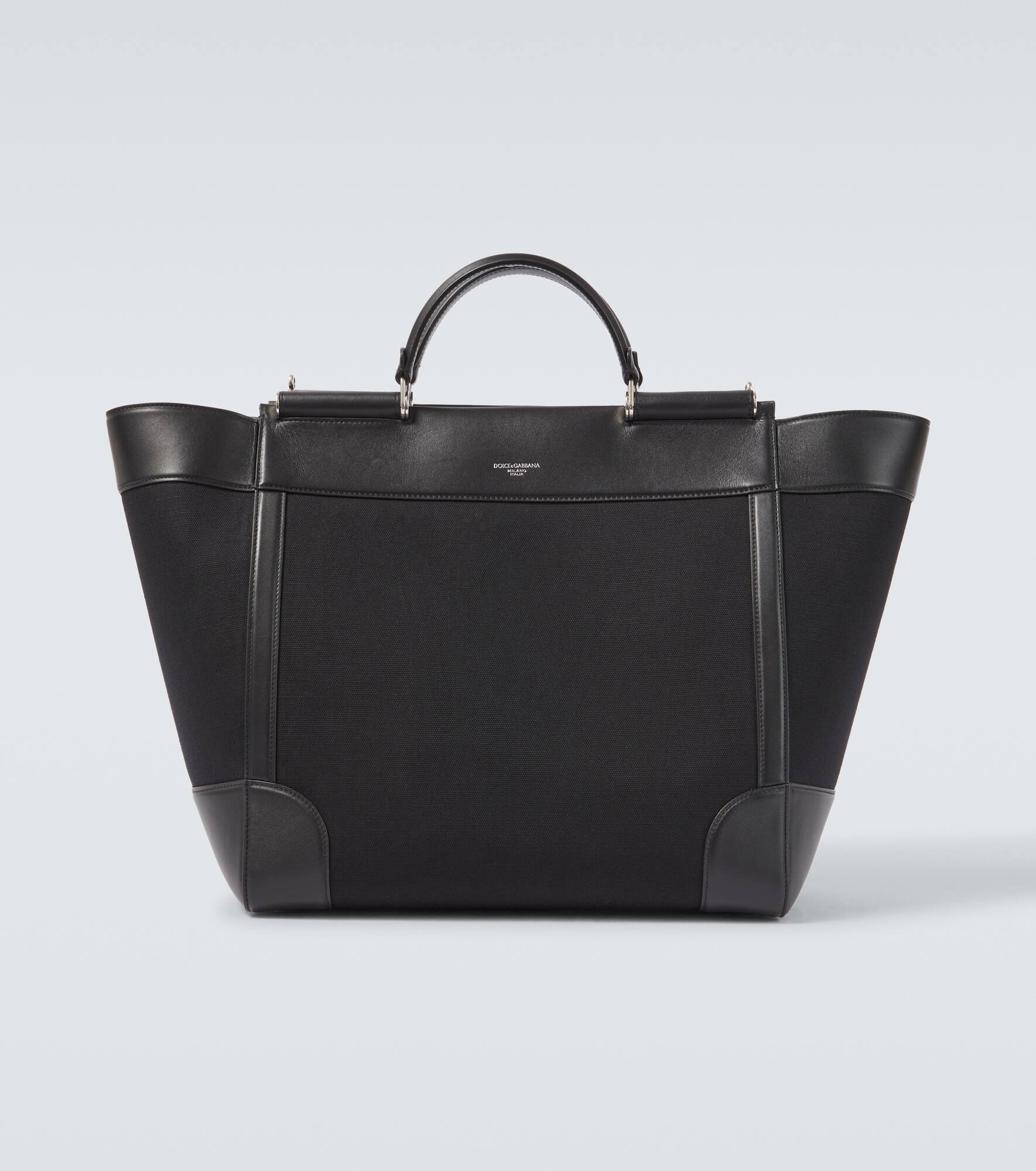 Leather-trimmed tote bag - 1