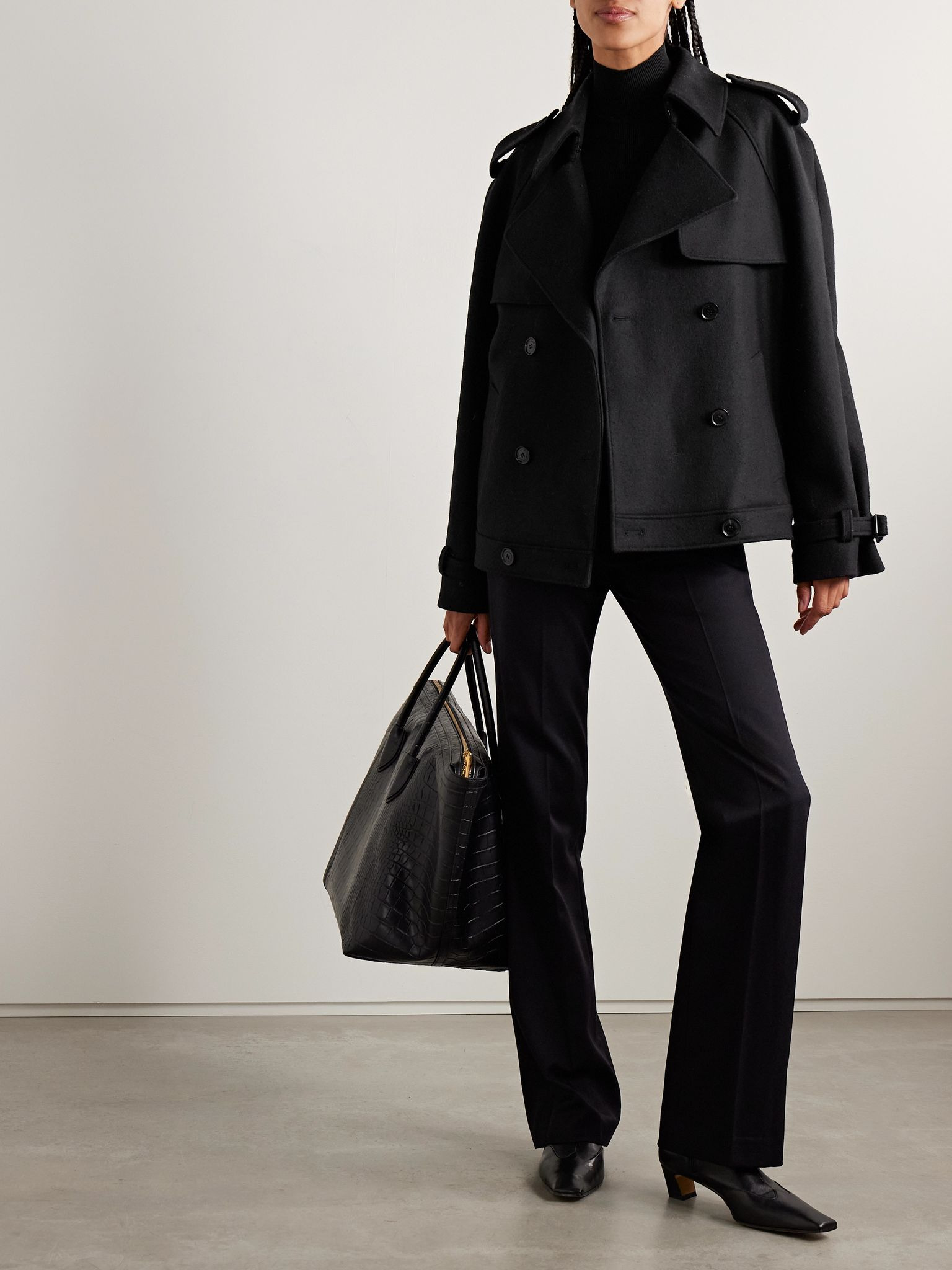 Amaury double-breasted wool-blend coat Black - 2