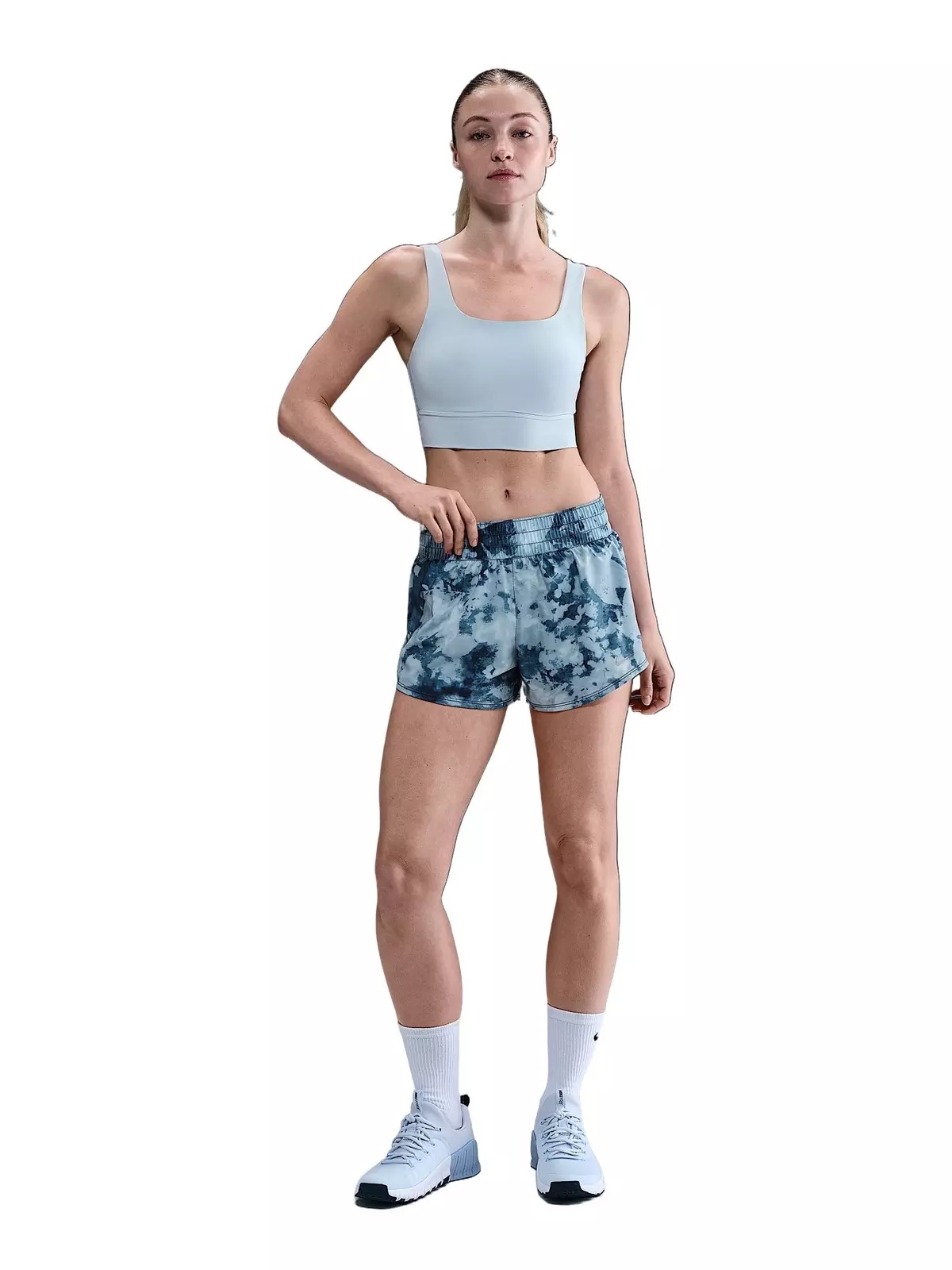 Women's Alate Ellipse Medium-Support Padded Longline Sports Bra -Lt Blue - 4