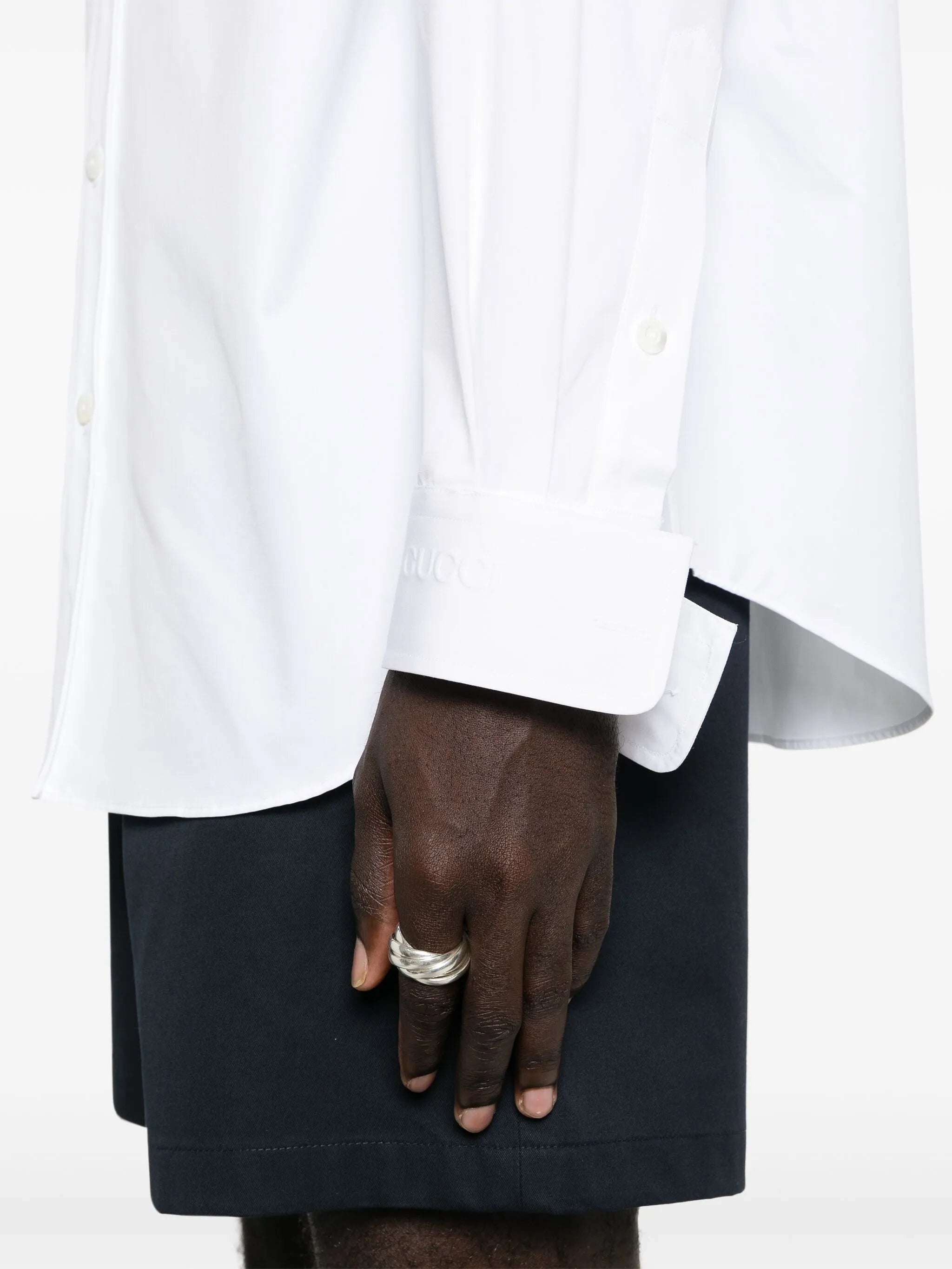 Logo-embossed Cotton Shirt - 4