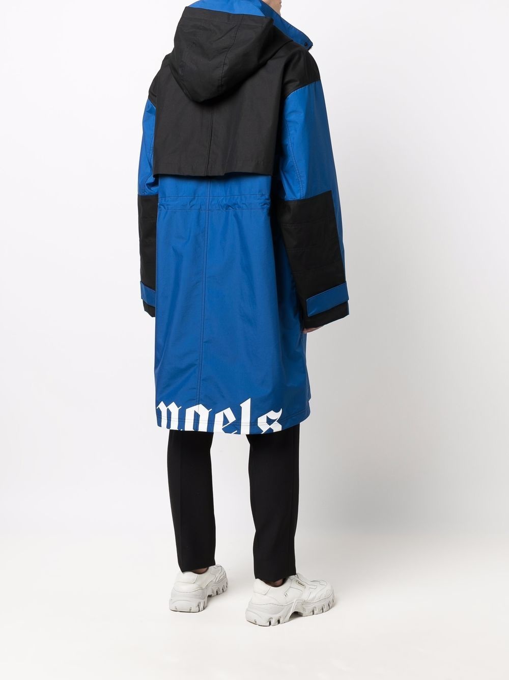 panelled logo-print parka coat - 4