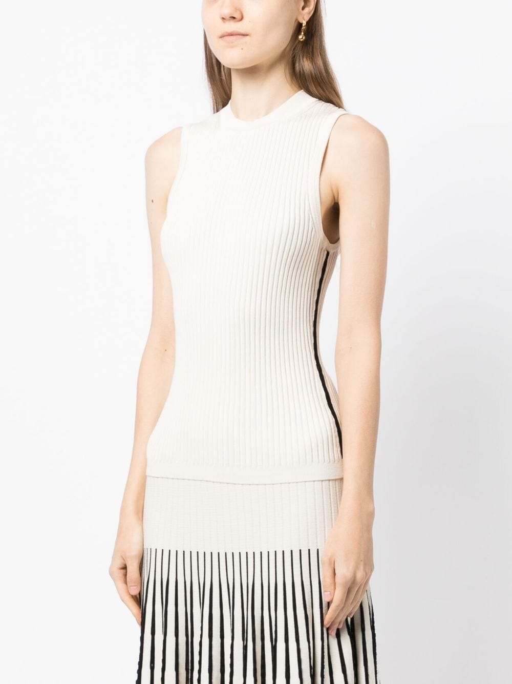 sleeveless ribbed-knit top - 3