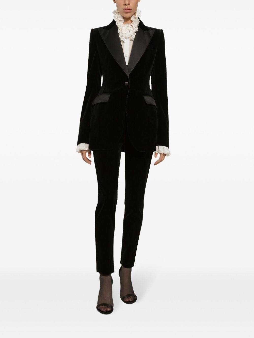 single-breasted velvet blazer - 2