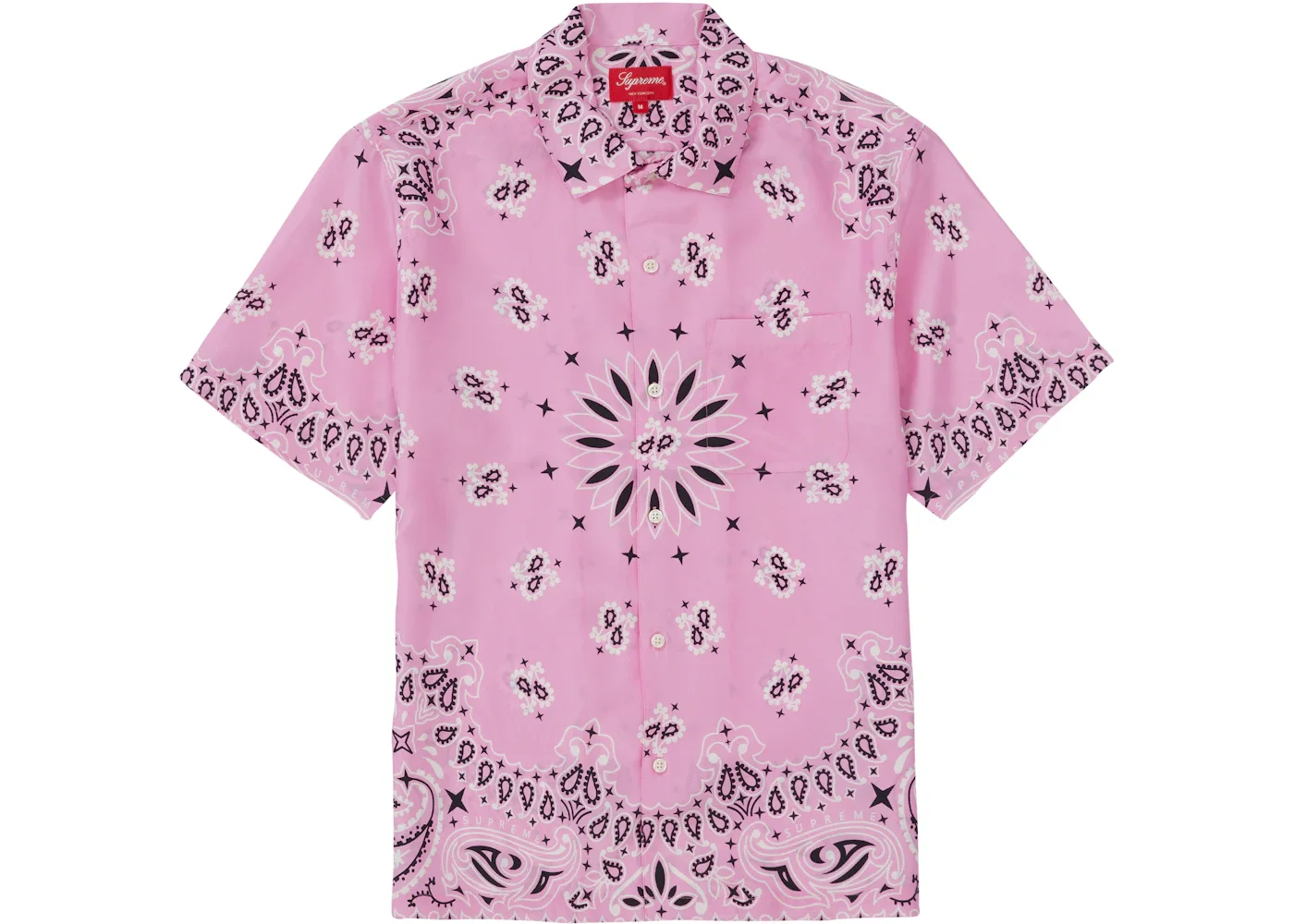 Supreme Bandana Silk S/S Shirt Pink - 1
