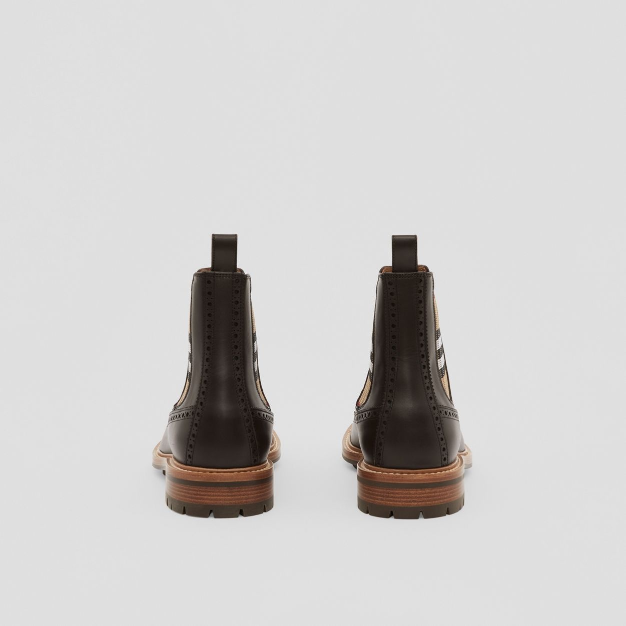 Vintage Check Panel Leather Chelsea Boots - 5