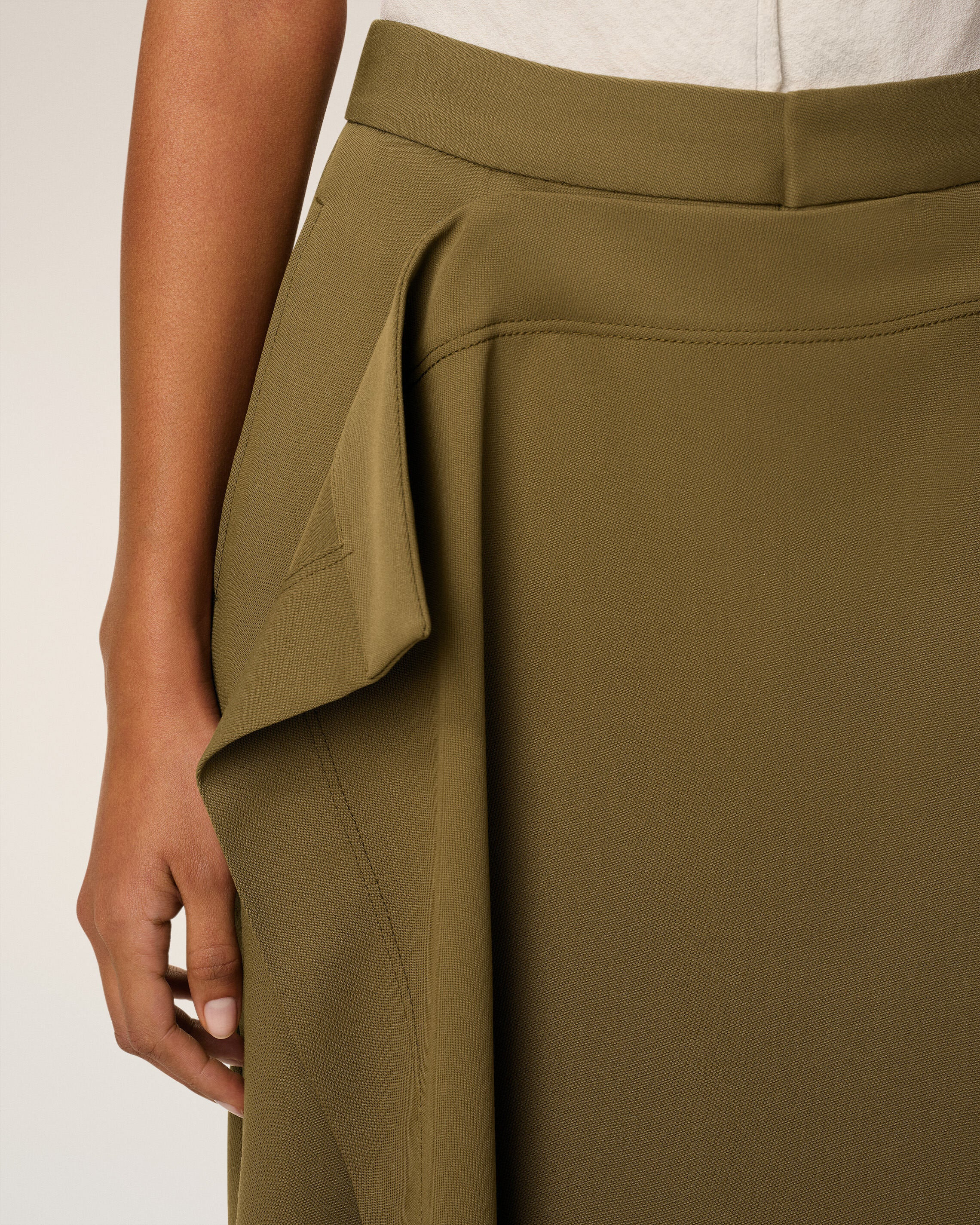 GREEN WOOL FRONT PANEL LARGE TROUSERS - 5
