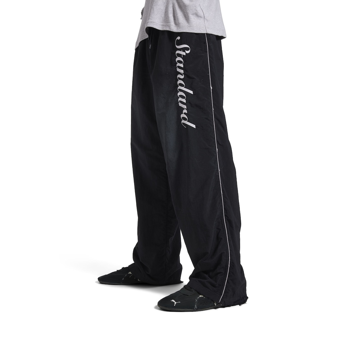 Men's Standard Script Large Tracksuit Pants In Technical Fabric in Black - 5