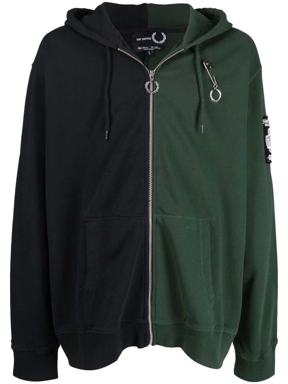 colour-block zip-up hoodie - 1