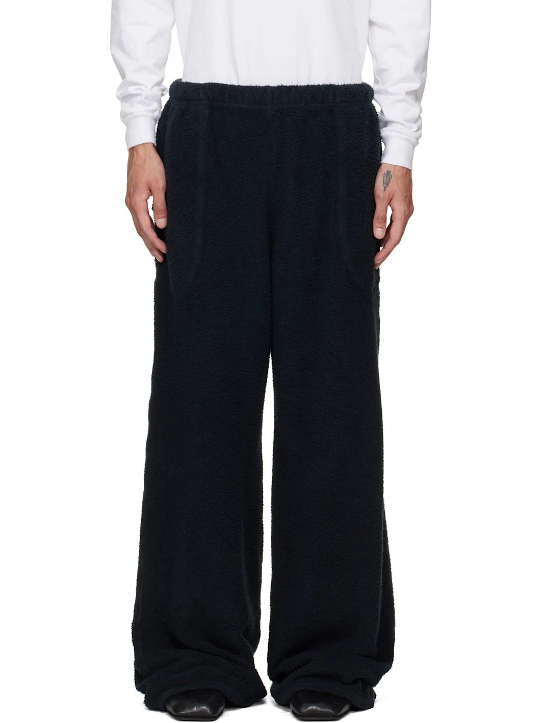Black Heavyweight Invert Pocket Lined Sweatpants - 1