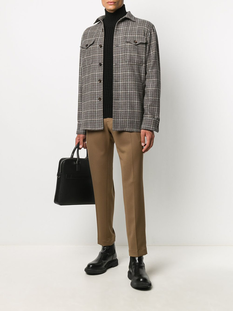 LARDINI check button-up shirt jacket outlook