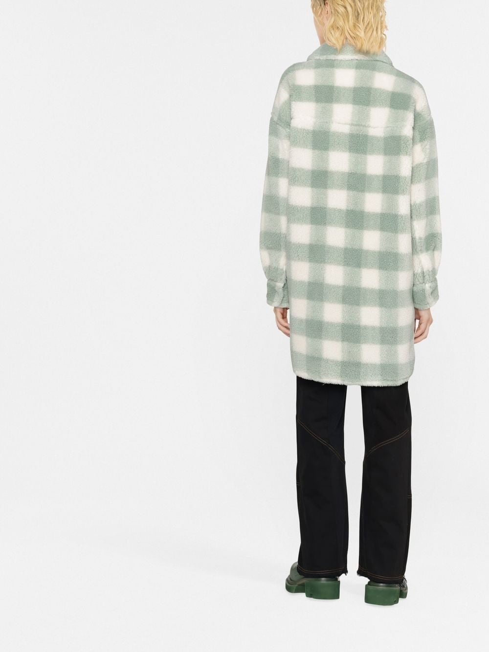 checked faux fur coat - 4