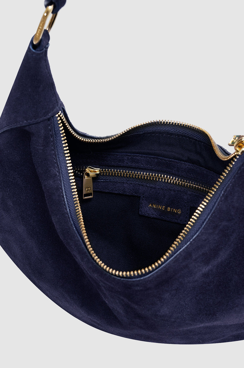Kate Hobo Bag - Navy Suede 4