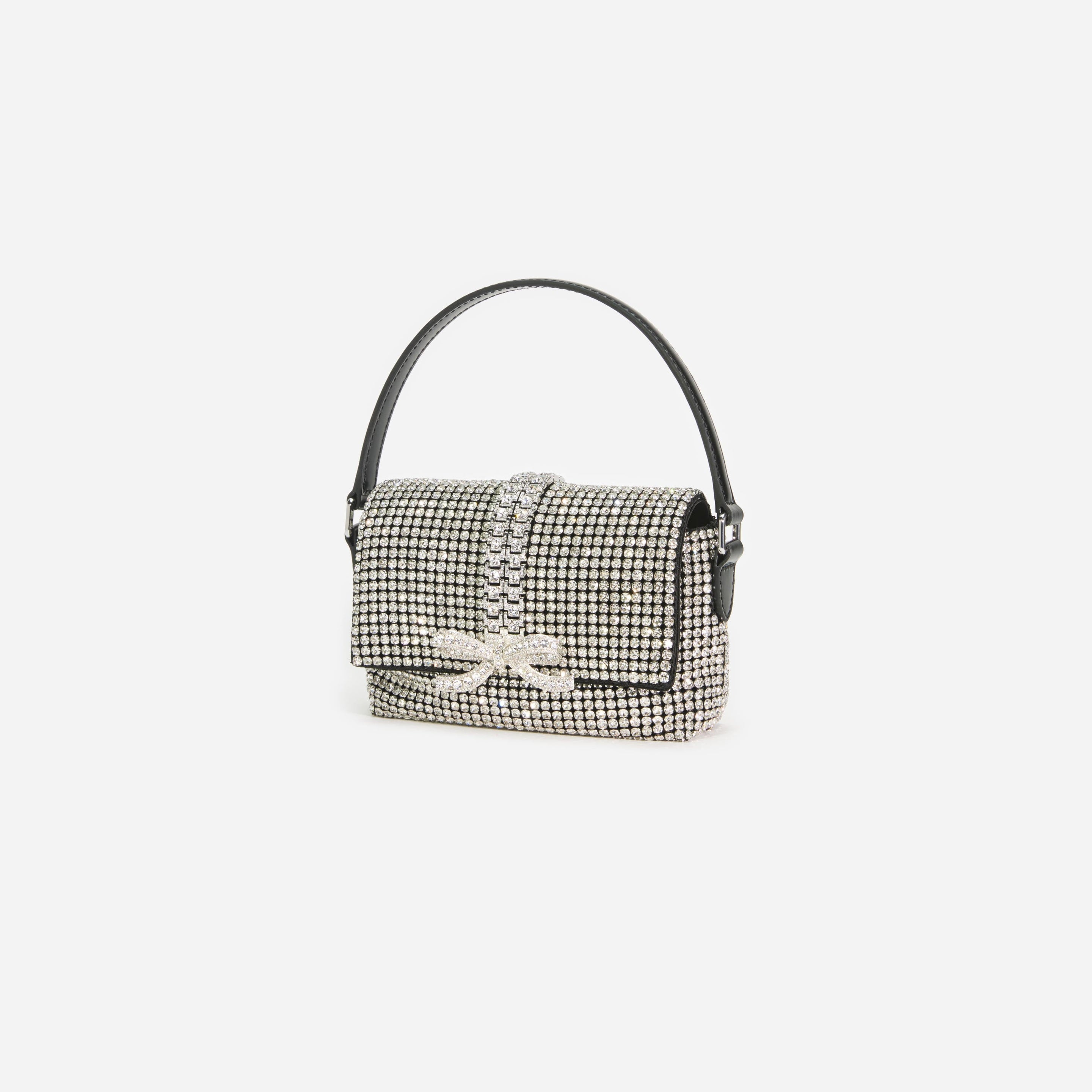 Silver Rhinestone Chainmail Micro Bag - 2