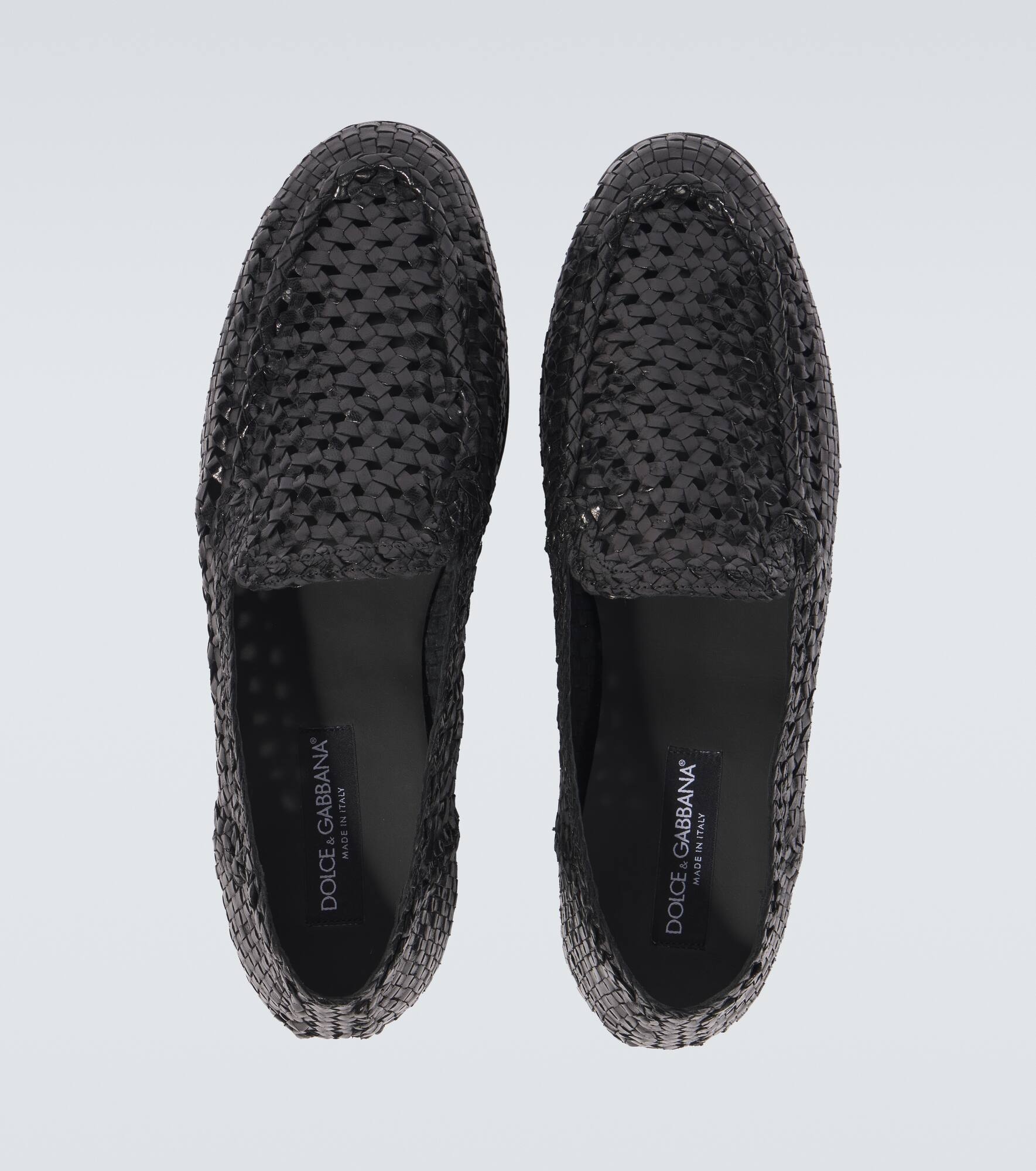 Woven leather loafers - 4