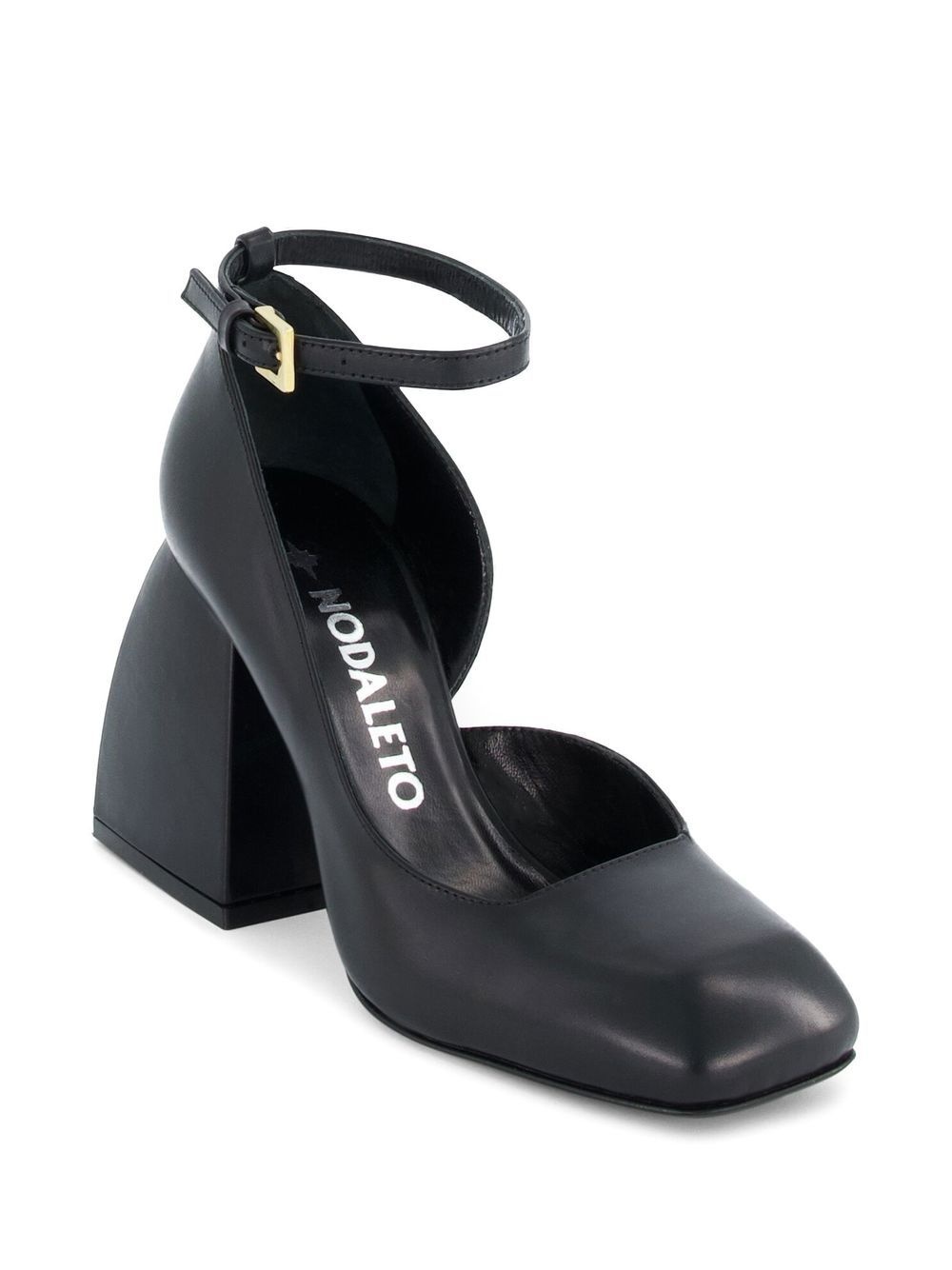 square-toe leather pumps - 2