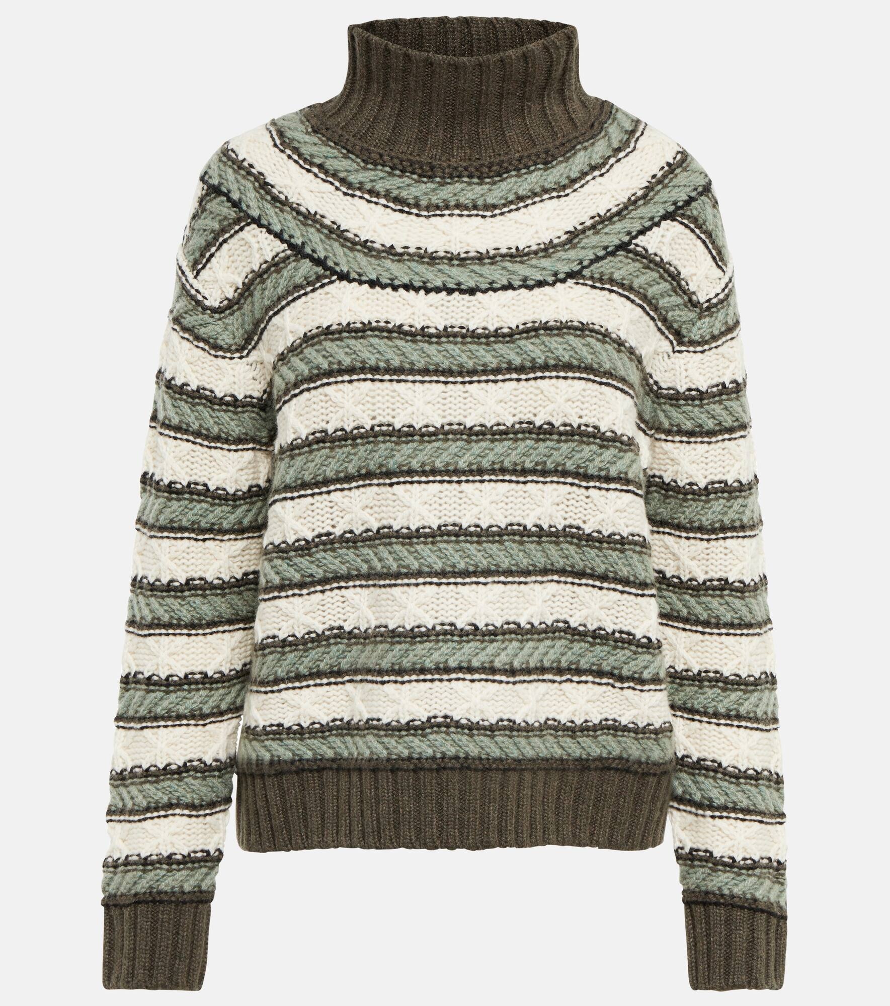 Striped cashmere turtleneck sweater - 1