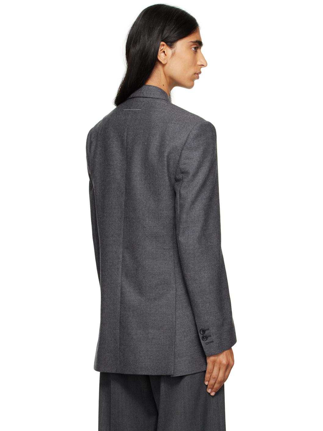 Gray Wool Blazer - 3