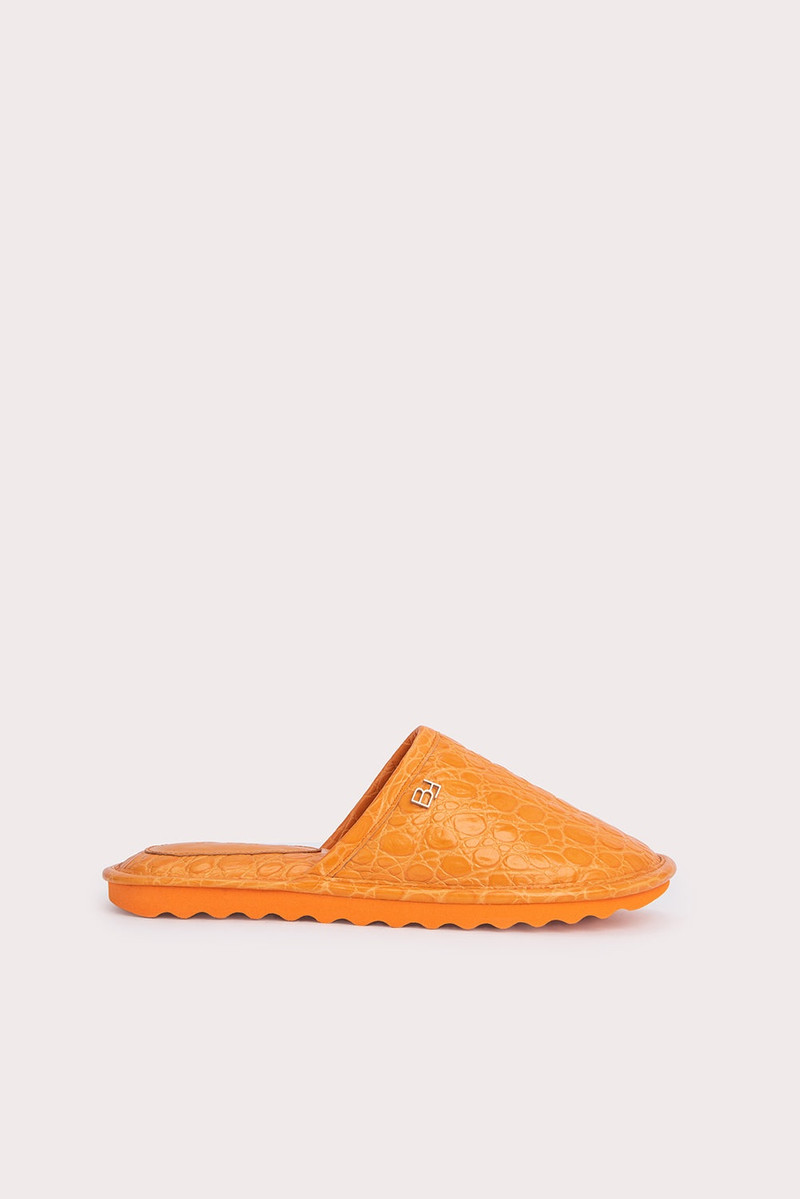 Larry Orange 원형 Croco 돋을새김된 가죽 - 1