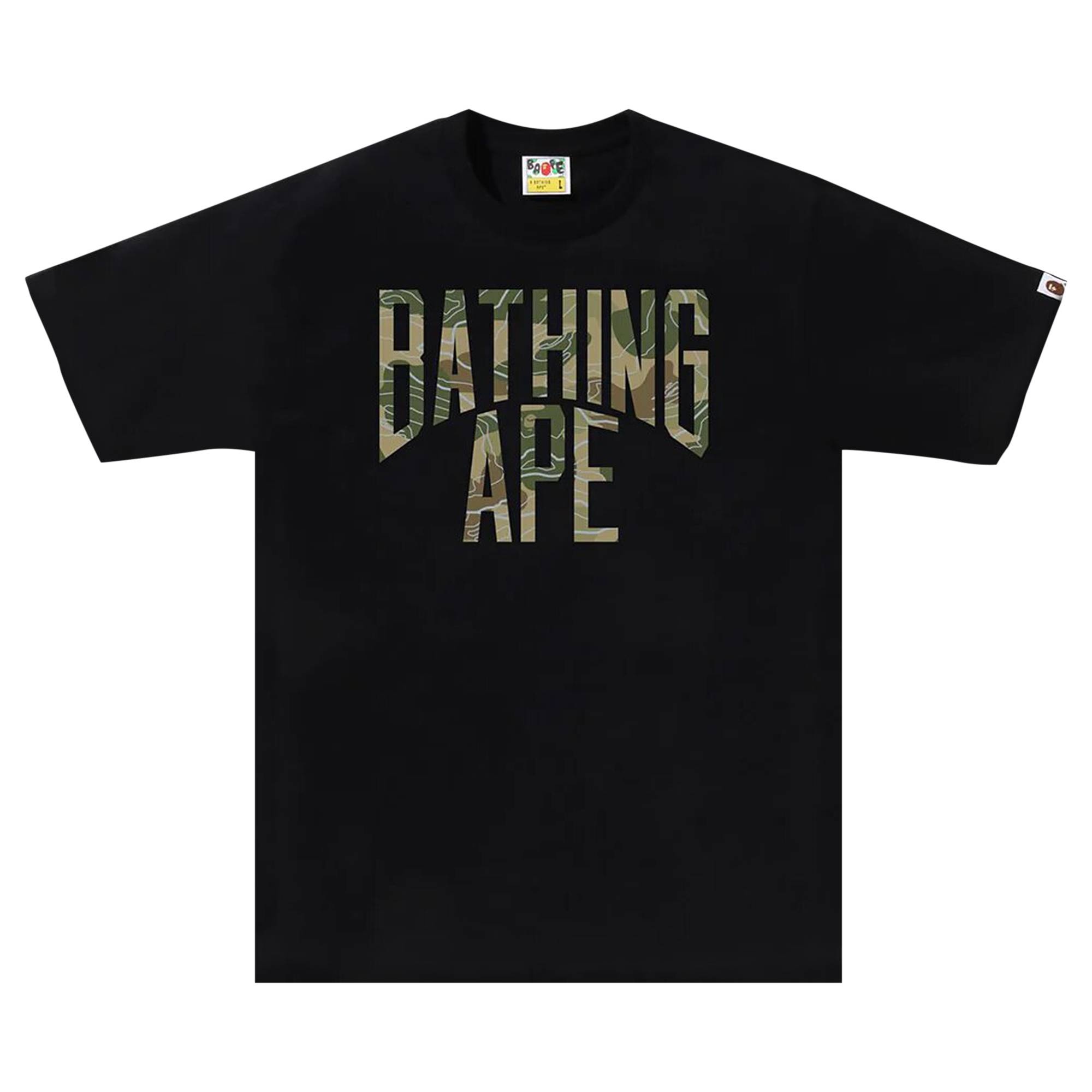 BAPE Layered Line Camo NYC Logo Tee 'Black/Beige' - 1