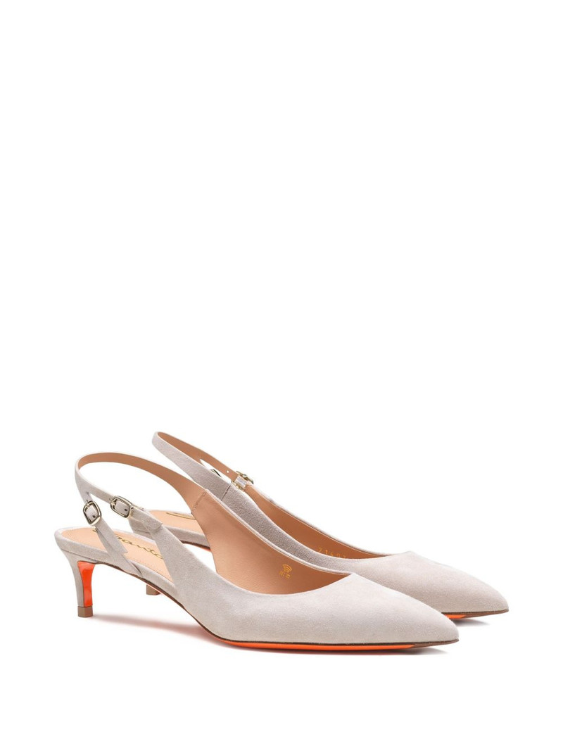 Santoni 45mm mid-heel suede pumps outlook