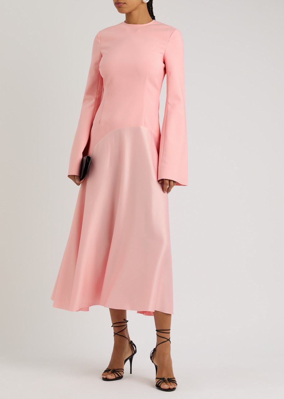 Solace London Gaia Satin and Crepe Midi Dress - 4