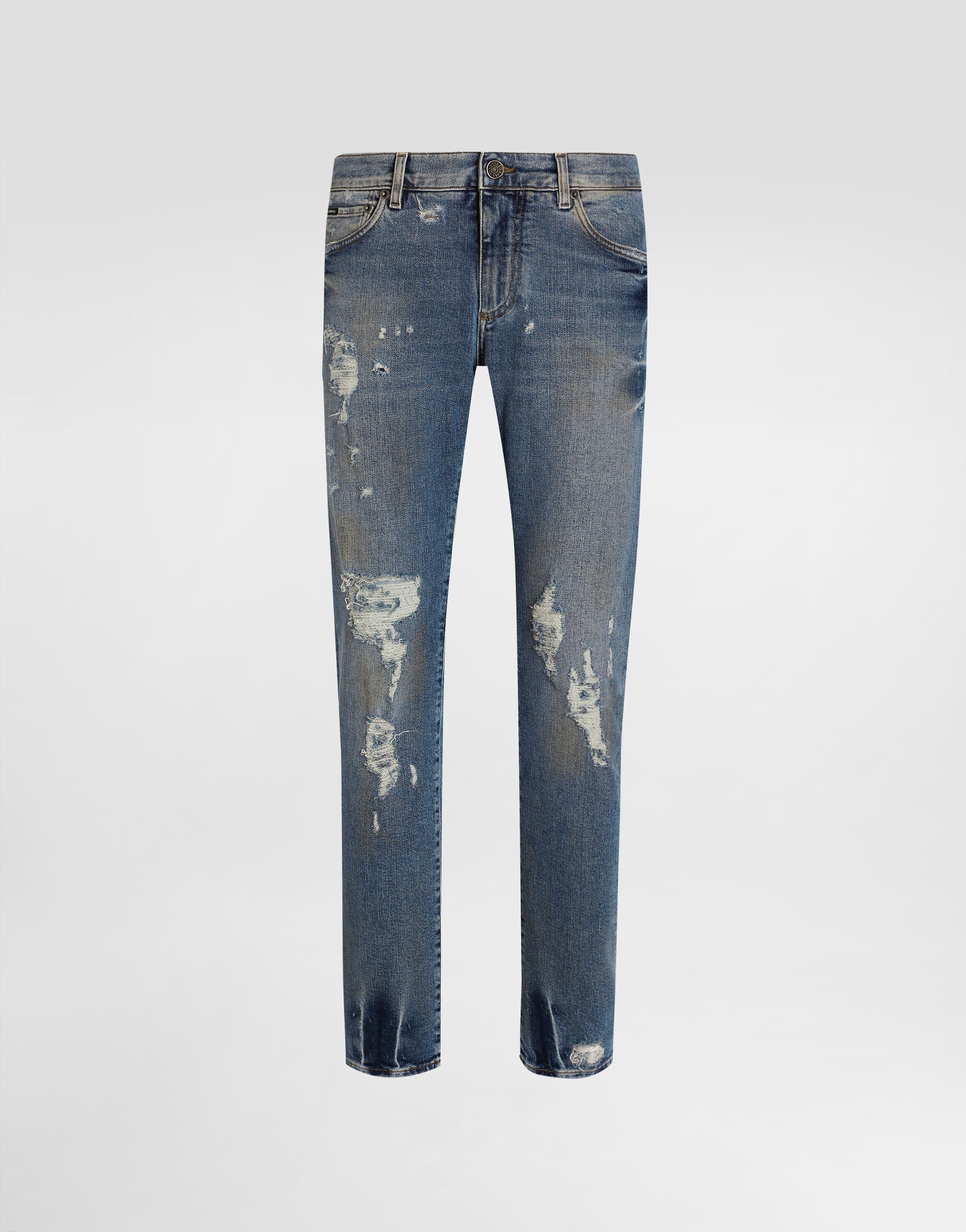 Slim-fit stretch cotton jeans with tag - 1