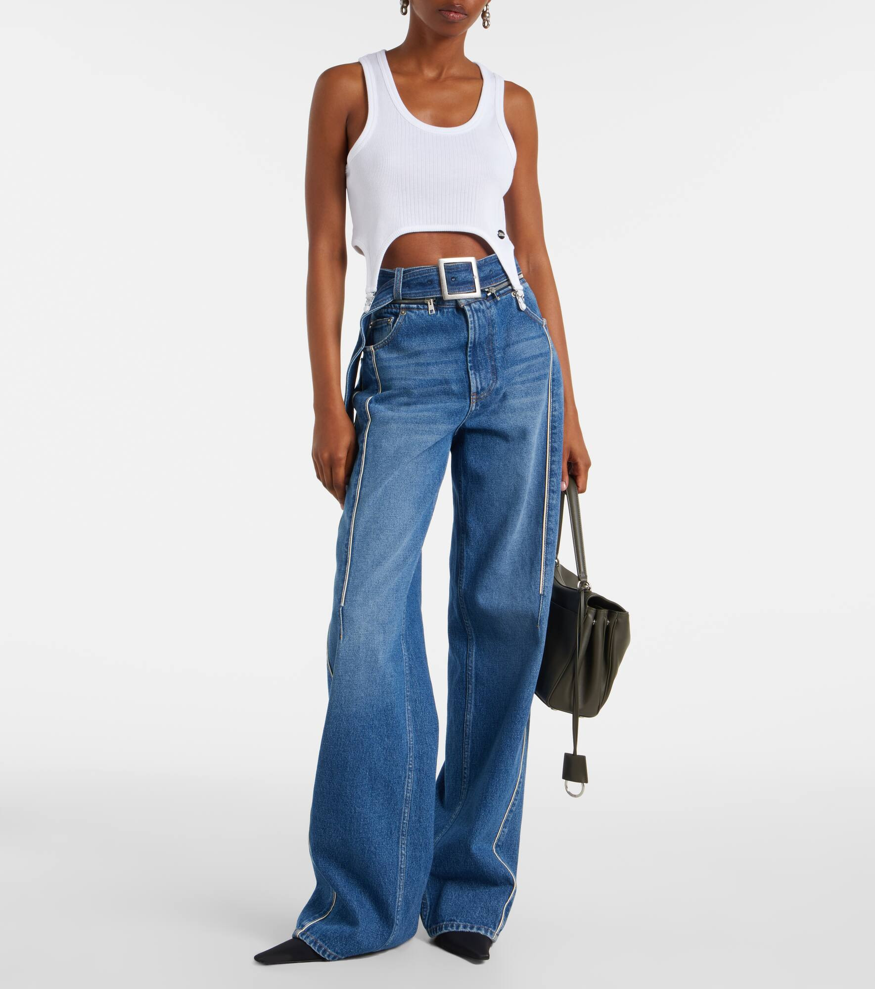 Ribbed-knit cotton jersey bra top - 2