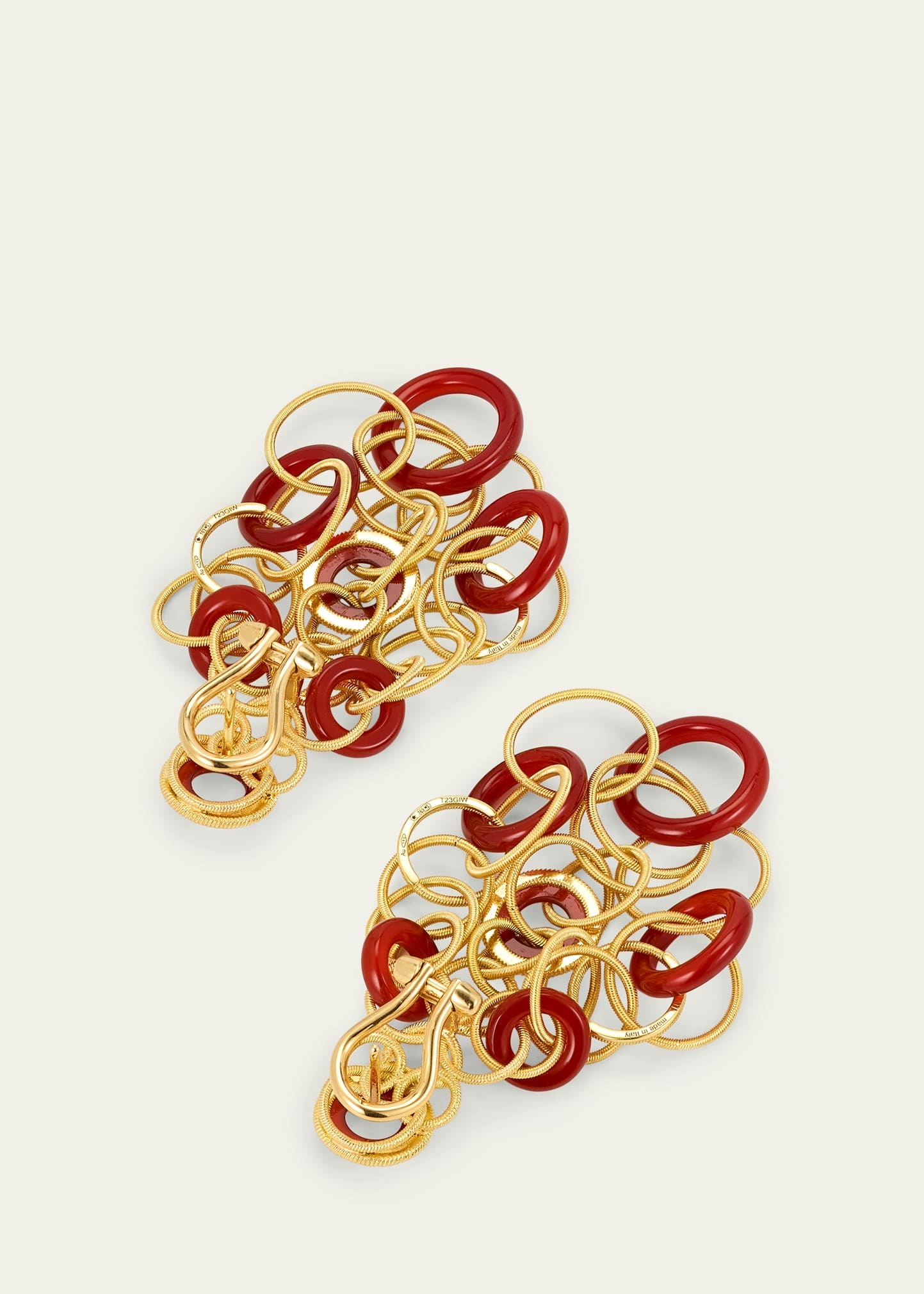 Hawaii Color 18K Yellow Gold Carnelian Pendant Earrings, 5cm - 4